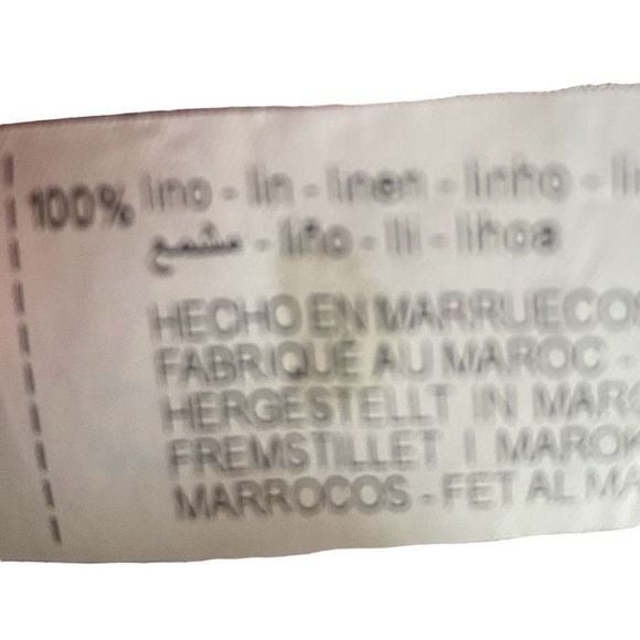 Zara Linen Navy White Stripes Button Roll Sleeves Pockets Blouse Shirt Medium - Picture 6 of 10